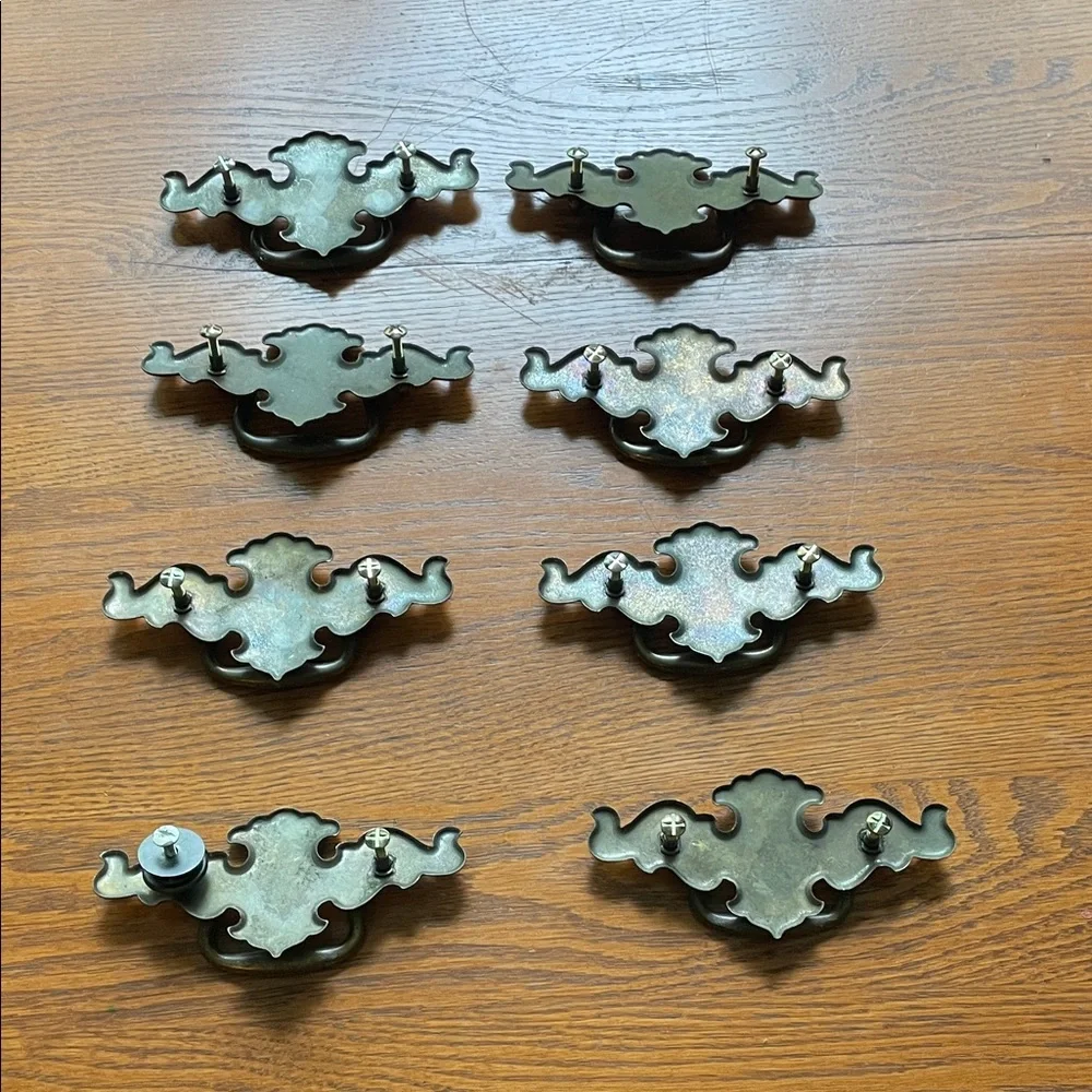 Vintage large Brass Drawer Pulls - Set of 8